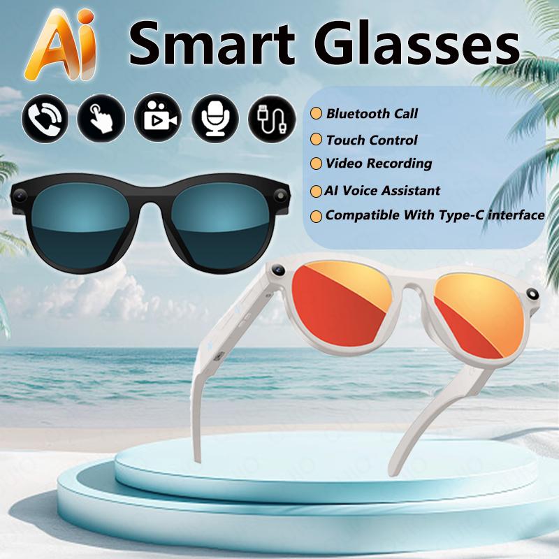 AI Smart Glasses HD Camera 200w Pixel Video Recording  Bluetooth Call Flashlight Waterproof Intelligent Recognition Smart Glasse