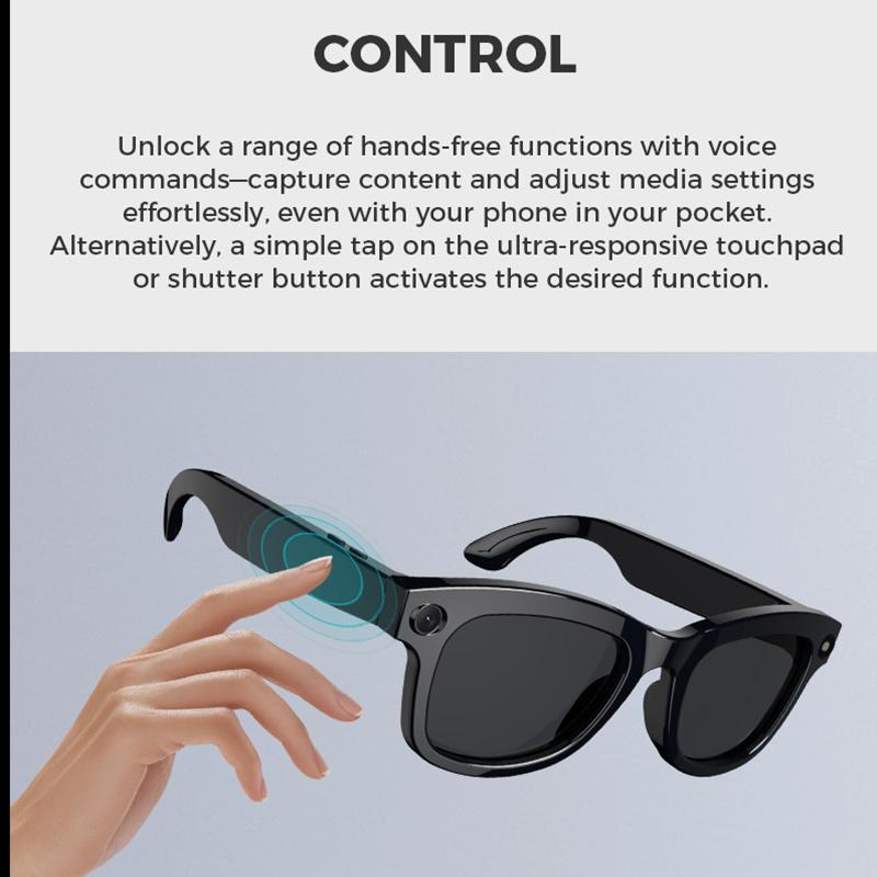 AI Smart Glasses w/ ChatGPT & 5MP Camera | Real-Time Translation, Voice Control, 5GHz WiFi, 4Hrs Playtime | HD Shooting
