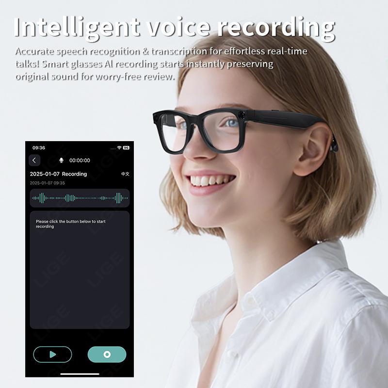 Smart Glasses, 800W Pixels, HD Shooting Video Recording, Voice Assistant, AI Translation, Multi-Functional Camera, Smart Glasses, New