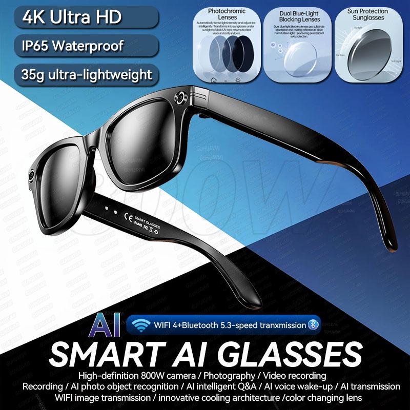 AI Glasses, 4K Ultra HD, For Men, Chat, IP65 Waterproof, With Voice Assistant, AI Translation, 800W Camera, Bluetooth Calling, Smart Glasses, New in 2025