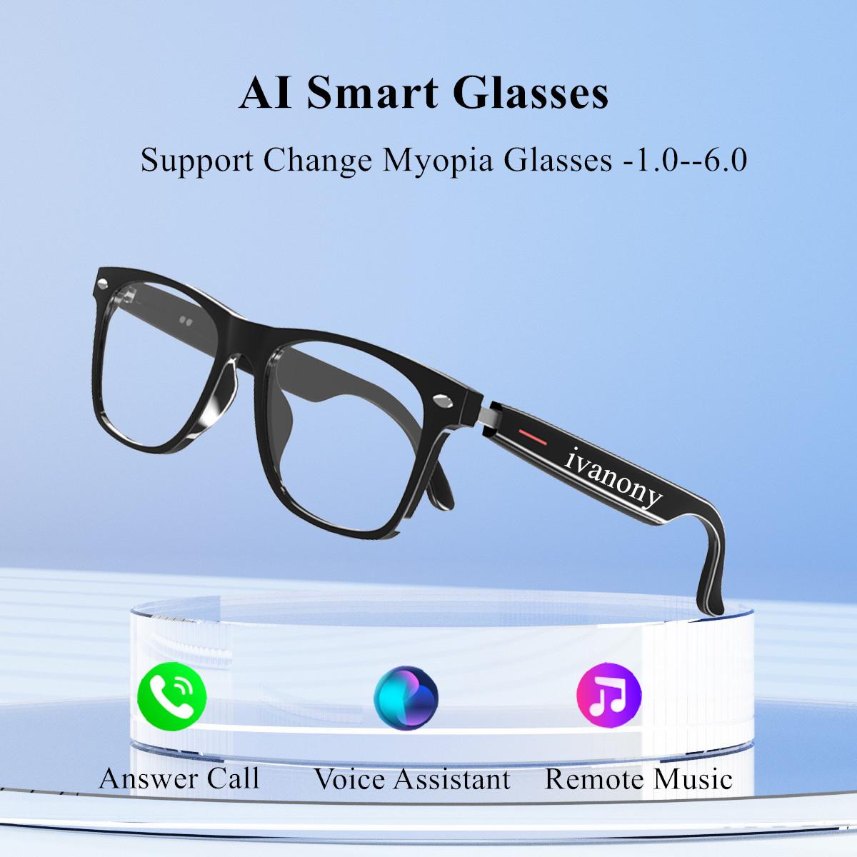 AI Smart Glasses Prescription Custom Lenses Bluetooth Call Map Navigation Voice Assistant Listen Song Translate Language Glasses