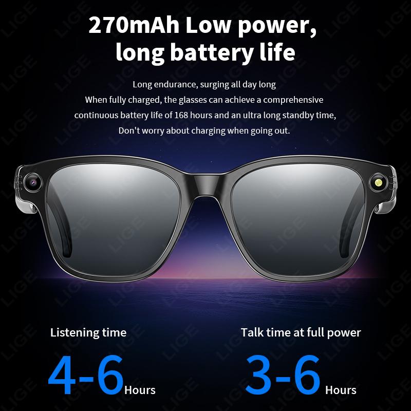New AI Smart Glasses 800W Camera WIFI+Bluetooth Real-time Transmission Sunglasses Touch Control Video Record Glasses For Android