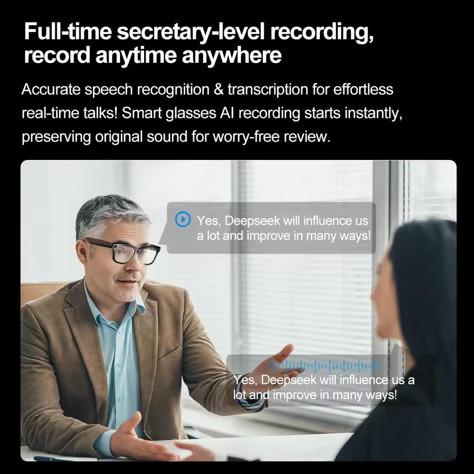 AI Camera Glasses, New, 800W, For Men, Color Changing, Smart Prescription Glasses, Photo and Video Recording, Waterproof, Smart Sunglasses for Calls