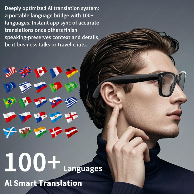 LIGE AI Photography Video Smart Glasses Intelligent Interactive Translation Smart Sunglasses For Google Glasses with camera men