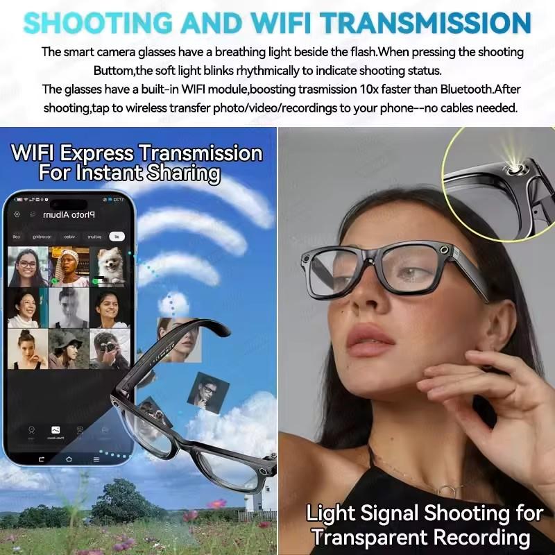 How 2025New Man 800W AI Smart Glasses Camera AI Translation Voice Bluetooth Call WiFi 4K HD Waterproof Anti Blue Light Women Glasses Can Transform Your Daily Routine