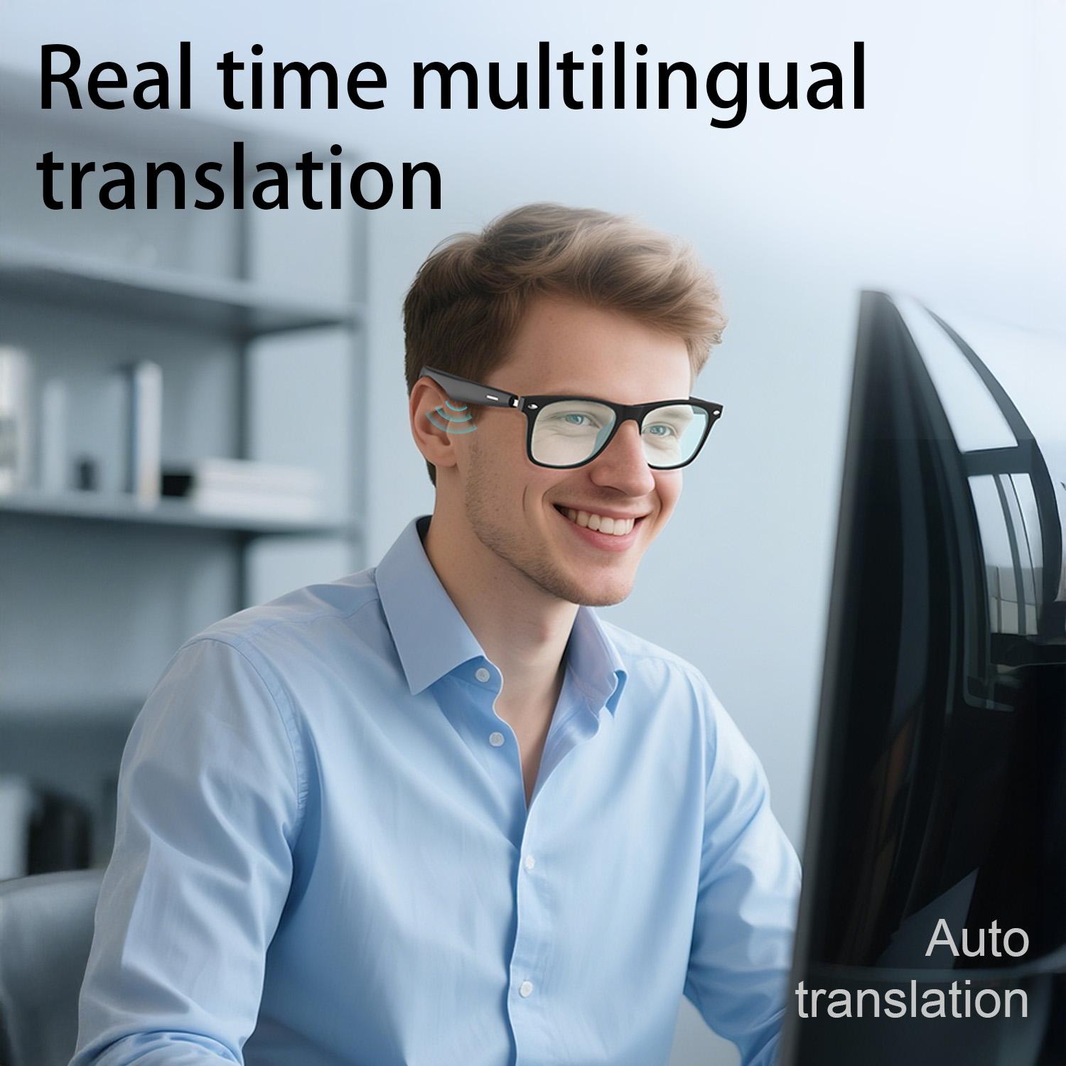 New Smart Glasses  AI Translation Camera Control Bluetooth Call Headphones Fashionable Sunglasses Intelligent Men Women Gifts