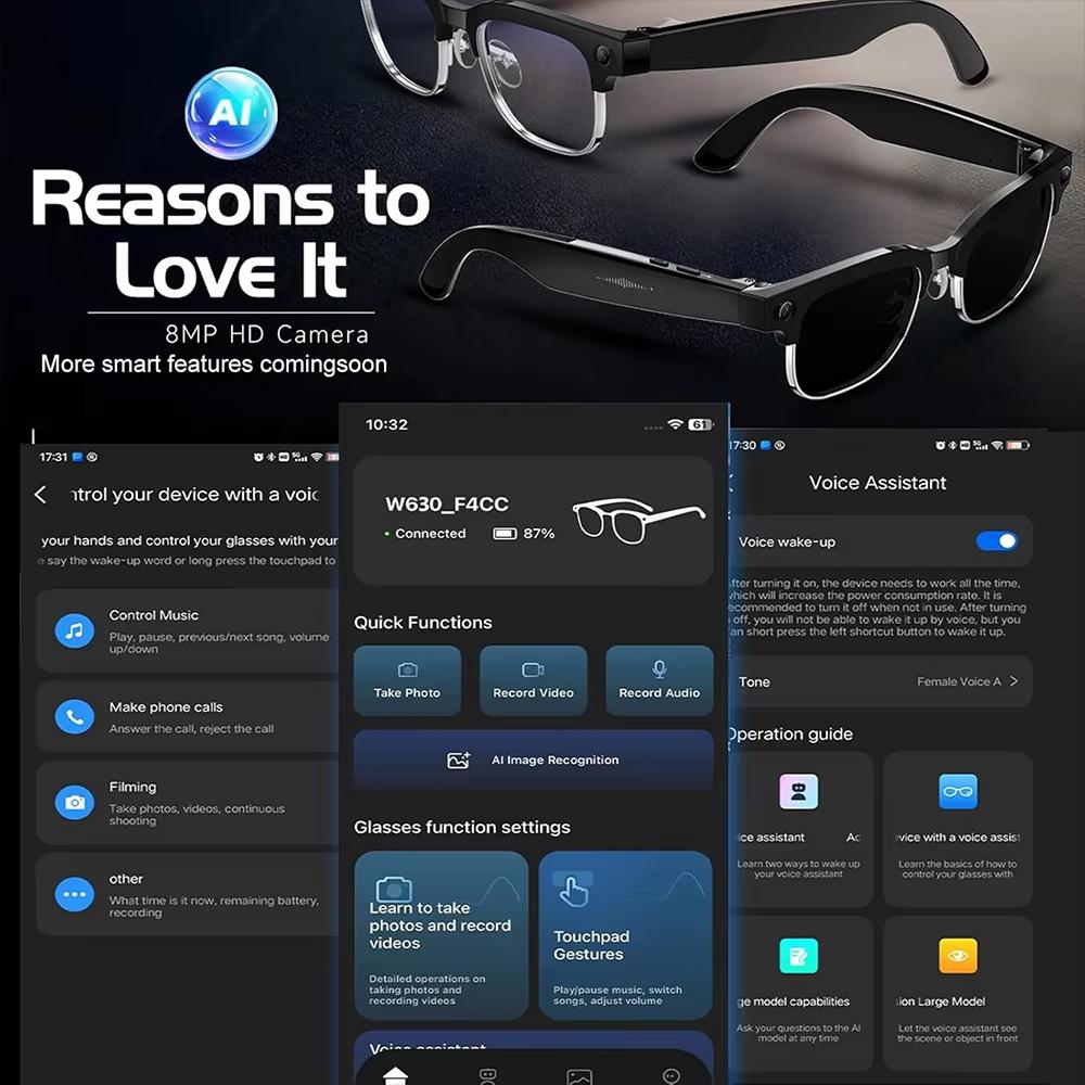 Discover the Revolutionary Features of 2026 New 8MP Ultra-Wide HD 4K Camera Smart Glasses Video Record 4GB AI Photo Recognition BT Call Translation Voice Smart Glasses